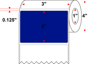 3" X 2" Thermal Transfer-PMS Reflex Blue,Permanent,Premium Paper,Perforated-1"Core,4"Diameter