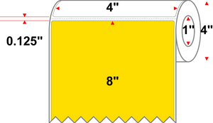 4" X 8" Thermal Transfer-Pantone Yellow,Permanent,Premium Paper,Perforated-1"Core,4"Diameter