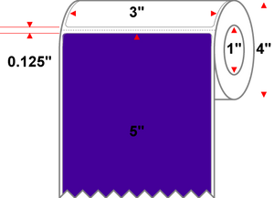 3" X 5" Thermal Transfer-Pantone Violet (Dark),Permanent,Premium Paper,Perforated-1"Core,4"Diameter