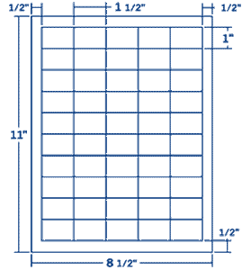 1.5" X 1" Laser/Inkjet Label-50 Per Sheet, 250 Sheets Per Pack, White, Permanent