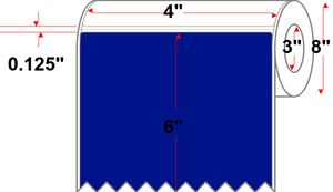 4" X 6" Thermal Transfer-PMS Reflex Blue,Permanent,Premium Paper,Perforated-3"Core,8"Diameter