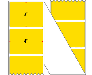 4" X 3" Thermal Transfer-Pantone Yellow,Permanent,Premium Paper,Fanfolded