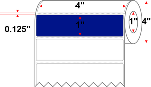 4" X 1" Thermal Transfer-PMS Reflex Blue,Permanent,Premium Paper,Perforated-1"Core,4"Diameter