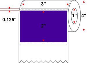 3" X 2" Thermal Transfer-Pantone Violet (Dark),Permanent,Premium Paper,Perforated-1"Core,4"Diameter