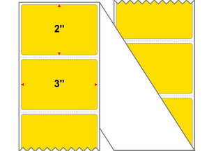 3" X 2" Thermal Transfer-Pantone Yellow,Permanent,Premium Paper,Fanfolded