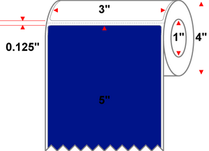 3" X 5" Thermal Transfer-PMS Reflex Blue,Permanent,Premium Paper,Perforated-1"Core,4"Diameter